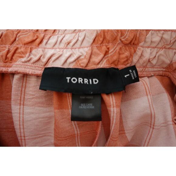 Torrid 1 1X Shorts Plaid Salmon Pink Pockets Pull On Mid Rise - Picture 6 of 7